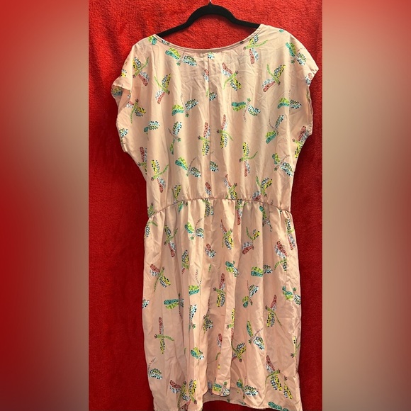 Peach Dragonfly Fit and Flare Plus Size Dress - Picture 4 of 6